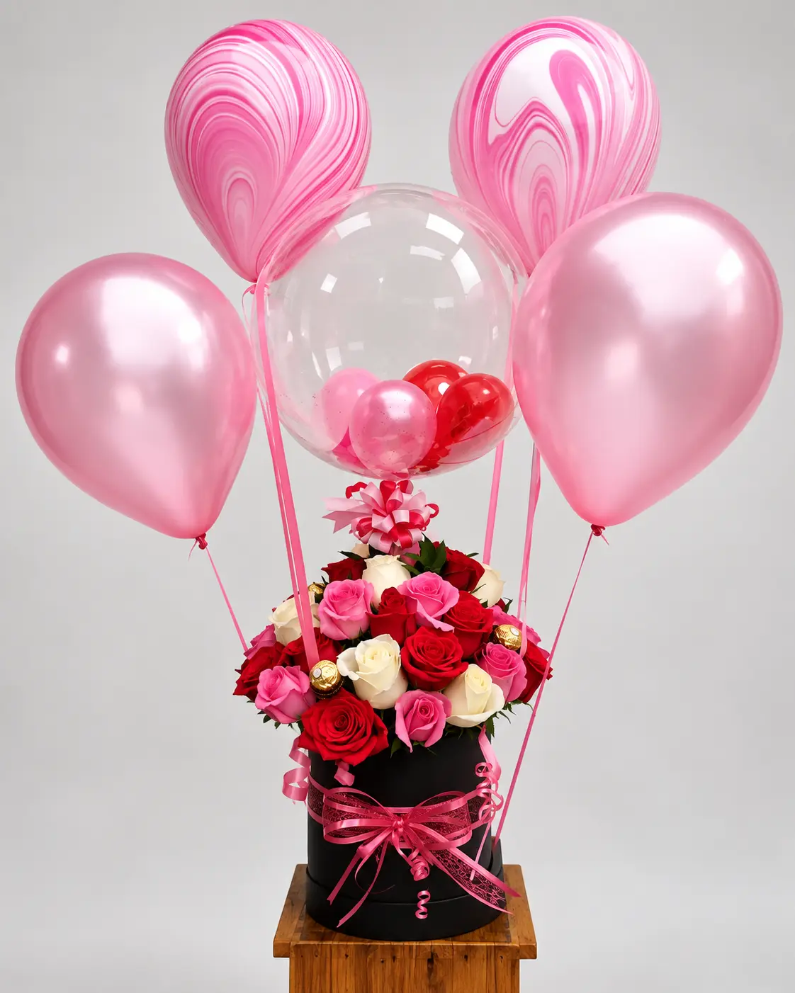 Rosas y Globos Rosados