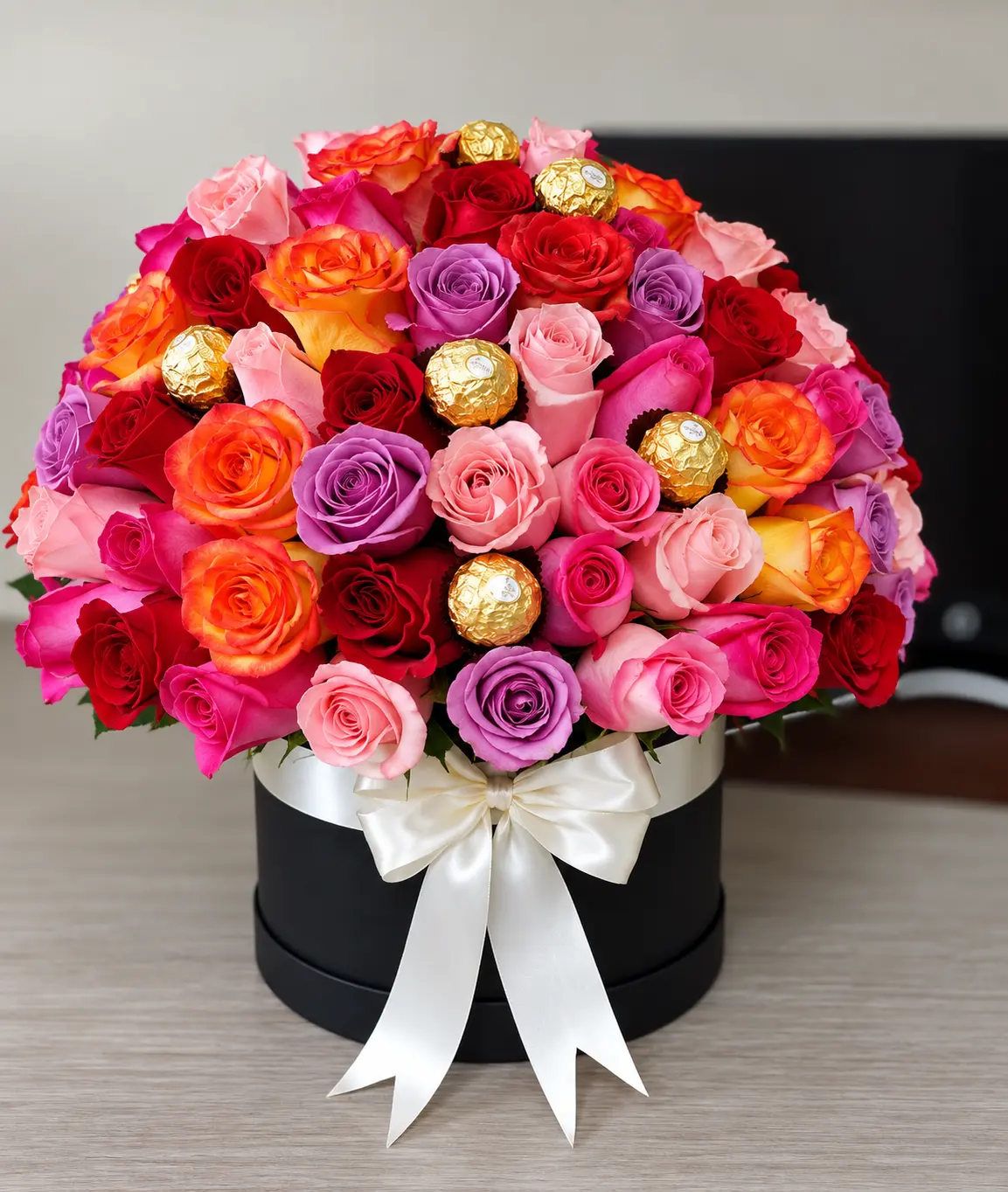 Rosas Multicolor y Chocolates